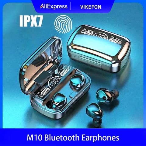 Original Wireless Bluetooth Headset Bluetooth Headphones with Mic Earbuds Charger Box LED Display Fone M10 Earphones