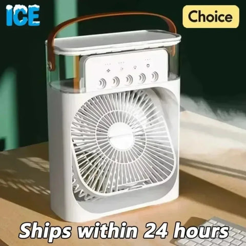3 In 1 Portable Air Adjustment Humidifier Fan AIr Conditioner Household Small Air Cooler LED Night Lights Home Office Fans