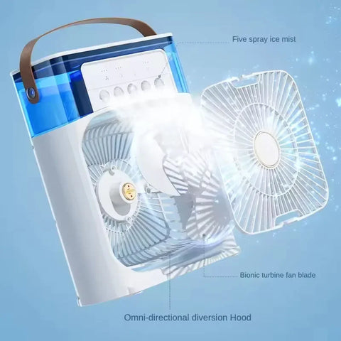 3 In 1 Summer Cooling Fan Portable Humidifier USB Mini Air Conditioners Night Light Water Mist