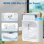 3 In 1 Summer Cooling Fan Portable Humidifier USB Mini Air Conditioners Night Light Water Mist